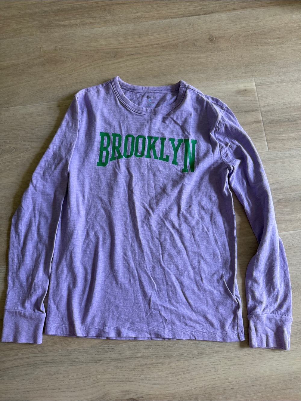 Crewcuts Lilac Long Sleeve Tee with Green BROOKLYN Logo
